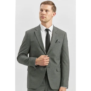 Siyah Desenli Mono Yaka Astarlı 6 Drop Slim Fit Dar Kesim Takım Elbise 1001240174