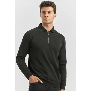 Siyah Uzun Kollu Örme Polo Yaka Slim Fit Dar Kesim Triko 1012245150