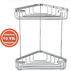 Çelik Banyo Paslanmaz Pirinç Eda 2'li 18X18 cm Şampuanlık Banyo Rafı
