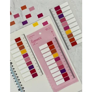 10 Yarım Renkli Cetvelli Romantic Şeffaf Pet İndeks / Index Sticker / Sticky Note / Post-it