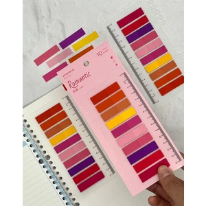 10 Renkli Cetvelli Romantic Şeffaf Pet İndeks / Index Sticker / Postit / Post-it
