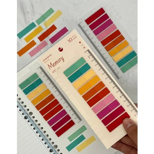 10 Renkli Cetvelli Memory Şeffaf Pet İndeks Sticker/İndex/Postit/Post-it/Kitap Ayracı/Not Kağıdı