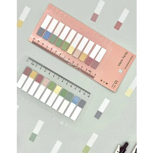 10 Renkli Cetvelli Şeffaf  İndeks Sayfa  Sticker Yarım Morandi Renkler / Postit