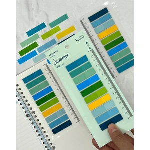 10 Renkli Cetvelli Summer Şeffaf Pet İndeks Sticker/İndex/Postit/Post-it/Kitap Ayracı/Not Kağıdı