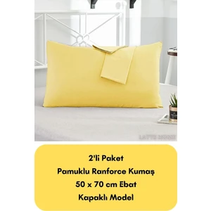 Latte Tekstil Sarı Renkli Ranforce Pamuklu Kumaş Kapaklı Yastık Kılıfı 2'li Paket 50X70 cm