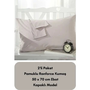 Latte Tekstil Açık Gri Renkli Ranforce Pamuklu Kumaş Kapaklı Yastık Kılıfı 2'li Paket 50X70 cm