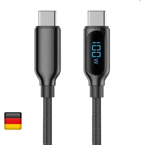 By Deji Dijital Göstergeli 100w Süper Hızlı Örgülü Type C To Type C Şarj Kablosu 1.2 Metre