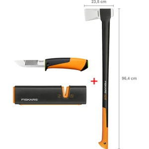 Yarma Baltası XXL-X27 + Bileyicili Ağır İş Bıçağı + Balta ve Bıçak Bileyici
