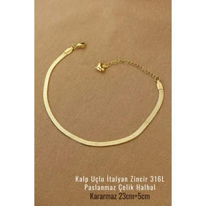 Keyifli Hayaller Çelik Halhal - Italyan Zincir 316L Çelik Halhal 23+5cm Kararmaz Solmaz