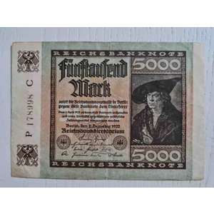 1922 Alman 5000 Mark Banknot Temiz. Orijinal Dönemine Ait.