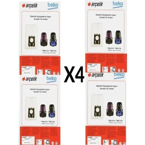 4 Paket 20 Adet Arçelik Trb 3174 Süpürge Modeli Toz Torbası