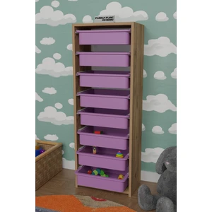 Furnature Design 8 Sepetli Çok Amaçlı Dolap Oyuncak Dolabı - Atlantik Çam - Pembe