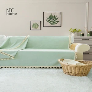 NDC Home Premium Keten Adaçayı Ponponlu  Koltuk Örtüsü (170 x 220)