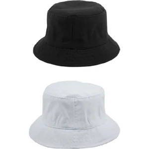 Ikili Yazlık Kumaş Kova Şapka, Erkek Kadın Düz Balıkçı Bucket Şapka,