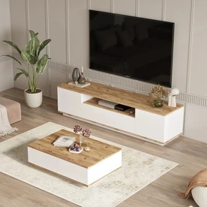Nirengi Ağaçkurdu Tv Ünitesi Orta Sehpa 2'li Set 3 Renk Demonte Ürün