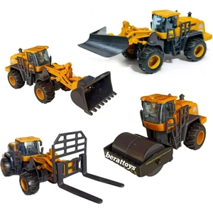 4lü Set Oyuncak Kepçe Iş Makinaları Kırılmaz Dozer Forklift Silindir Sürtmeli Iş Araçları