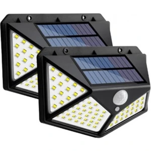 2 Adet 100 LED Güneş Enerjili Solar Lamba - Solar Sokak Lambası - Bahçe Lambası- 3 Mod Hareket ve Karanlık Sensörlü