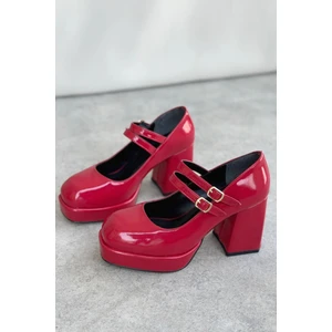 Moda Adam Kadın Forlan Platformlu Topuklu Ayakkabı - Kırmızı-