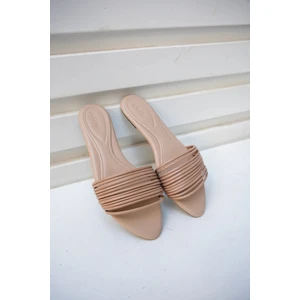 Octavia Bej Şerit Detaylı Düz Taban Kadın Terlik