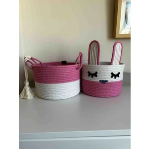Patiska Tasarım Tavşan Kulaklı / Kulplu Sepet, Jüt El Yapımı, Çocuk/bebek Odası Düzenleyici Sepet Takımı