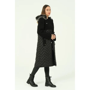 Güler Giyim Ferya Kadın Spor  Kapitone Kombinli Kaşe Kaban