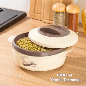 3149 Yemek Termosu - Sızdırmaz Kilitli Kapak Saklama Kabı Paslanmaz Çelik Sefertası 1000 ml