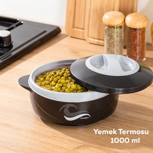 3149 Yemek Termosu - Sızdırmaz Kilitli Kapak Saklama Kabı Paslanmaz Çelik Sefertası 1000 ml
