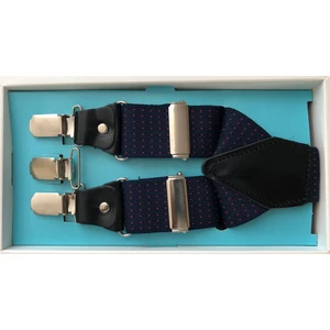Kemer Sepeti Lacivert Renkli Bordo Noktalı Pantolon Askısı 3 Klipsli