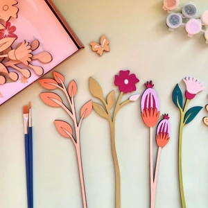 Ginkgo Design Ahşap Çiçekler Hobi Boyama Seti 2 Anaokulu Aktivite Evde Etkinlik Çocuk Sanat Seti, Mandala