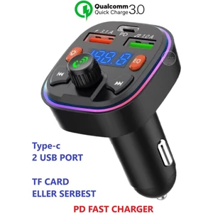 Bluetooth Araç Kiti Pd 3,0 Hızlı Araç Şarjı Mp3 Player Fm Transmitter