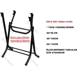 Katlanır Masa Ayağı-Orta Boy-Siyah Renk