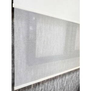 Bbb Saten Çizgili Çift Mekanizmalı Tül Stor Perde Ekru MT1001