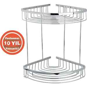 Çelik Banyo Paslanmaz Pirinç 2'li Destina 19 x 19 cm Şampuanlık Banyo Rafı
