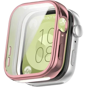 Huawei Watch Fit 3 Uyumlu Silikon Ekran ve Kasa Koruyucu Rose Pink