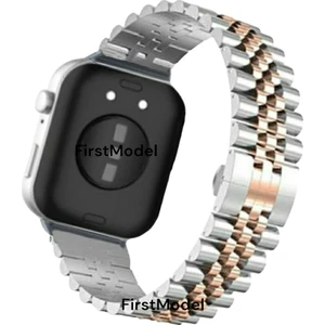 Huawei Watch Fit 3,4,4 Pro Uyumlu Rolex Stil Paslanmaz Çelik Kordon Pim Çevirici Aparatı ile Akıllı Pim Gümüş Rosegold