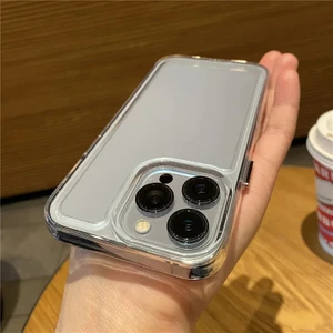 Iphone 15 Pro Şeffaf Arkası Sararmaz Yanları Sararır Ekran ve Kamera Çıkıntılı Silikon Kılıf