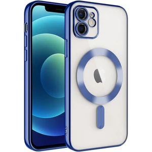 iPhone 12 Kılıf Kenarları Renkli ve Magsafe Halkalı Şık Auraq Premium Silikon Şeffaf