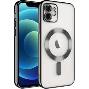 iPhone 11 Kılıf Kenarları Renkli ve Magsafe Halkalı Şık Auraq Premium Silikon Şeffaf