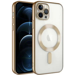 iPhone 12 Pro Max Kılıf Kenarları Renkli ve Magsafe Halkalı Şık Auraq Premium Silikon Şeffaf