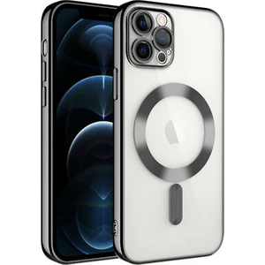 iPhone 13 Pro Max Kılıf Kenarları Renkli ve Magsafe Halkalı Şık Auraq Premium Silikon Şeffaf