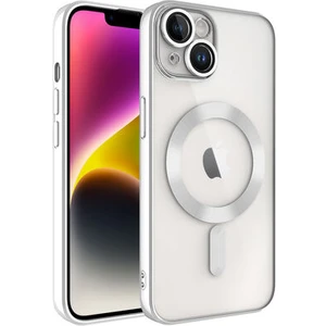 iPhone 14 Kılıf Kenarları Renkli ve Magsafe Halkalı Şık Auraq Premium Silikon Şeffaf