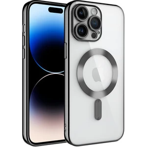 iPhone 14 Pro Max Kılıf Kenarları Renkli ve Magsafe Halkalı Şık Auraq Premium Silikon Şeffaf