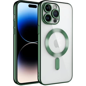 iPhone 14 Pro Max Kılıf Kenarları Renkli ve Magsafe Halkalı Şık Auraq Premium Silikon Şeffaf