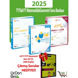 ÜçDörtBeş Yayınları 345-2025 Model Tyt-Ayt Matematik&geometri Soru Bankası Çıkmış Sorular Hediyeli!