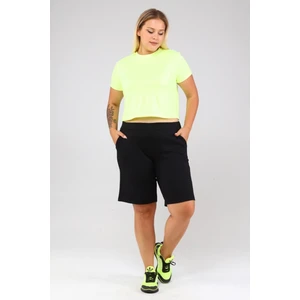 Sea Moda Büyük Beden Beli Lastikli Cepli Konfor  Spor ve Günlük Iki Iplik Şort-Siyah