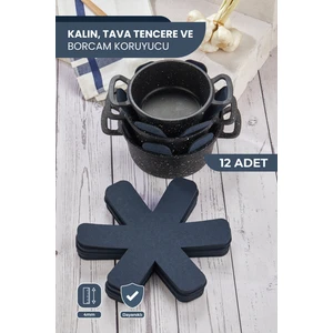 Kalın 12'li Lacivert Tava,tencere ve Borcam Koruyucu Elyaf Keçe
