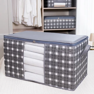 Mega Boy Pencereli Kare Desenli Ekose Gri Yastık Yorgan Düzenleyici Hurç 90X50X50 cm