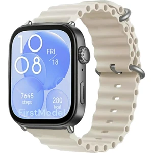 Huawei Watch Fit 3,4,4 Pro Uyumlu Ocean Silikon Kordon Pim Çevirici Aparatı ile Birlikte Bej