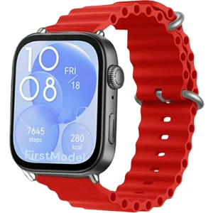 Huawei Watch Fit 3,4,4 Pro Uyumlu Ocean Silikon Kordon Pim Çevirici Aparatı ile Birlikte Kırmızı