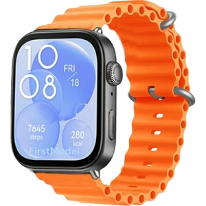 Huawei Watch Fit 3,4,4 Pro Uyumlu Ocean Silikon Kordon Pim Çevirici Aparatı ile Birlikte Turuncu